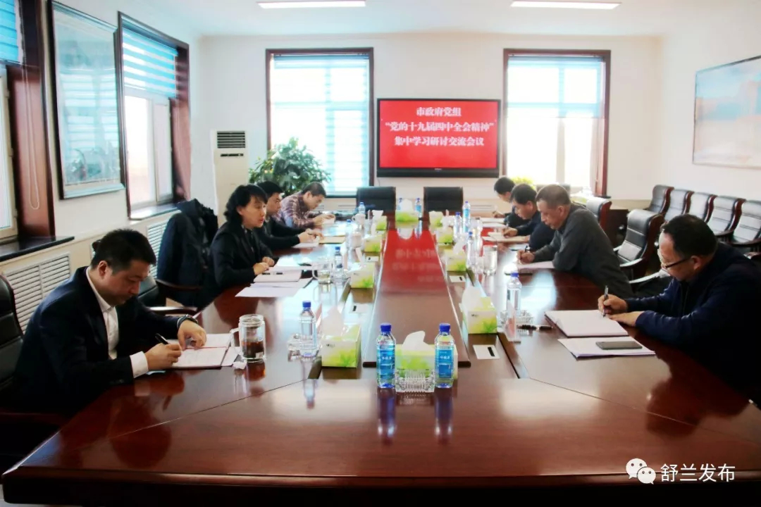 【不忘初心 牢记使命】舒兰市政府党组召开“党的十九届四中全会精神”集中学习研讨交流会