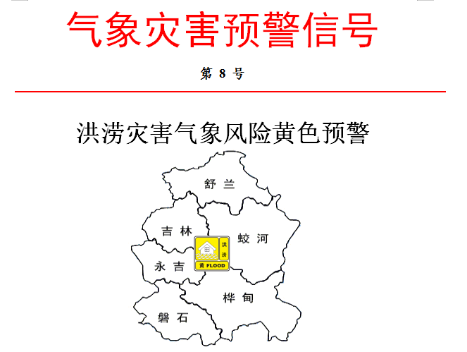 9月7日吉林市洪涝灾害气象风险黄色预警