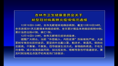 吉林市卫生健康委员会关于新型冠状病毒肺炎疫情情况通报