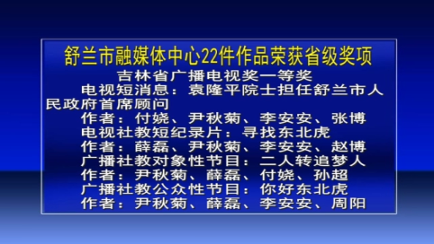 舒兰市融媒体中心22件作品荣获省级奖项！