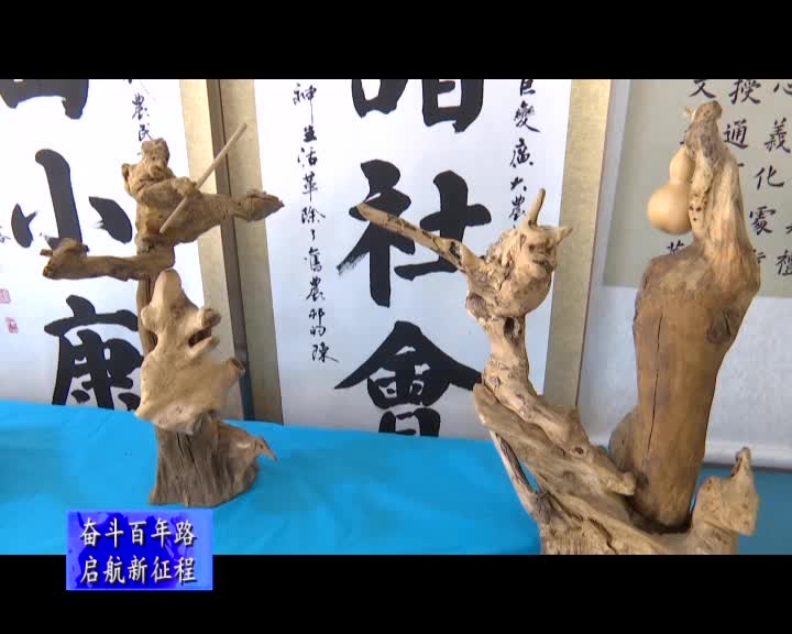 舒兰市溪河镇老党员举办庆祝中国共产党成立100周年根艺展