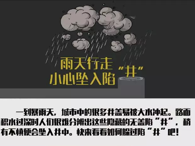 暴雨多发季节，雨天行走小心坠入陷“井”