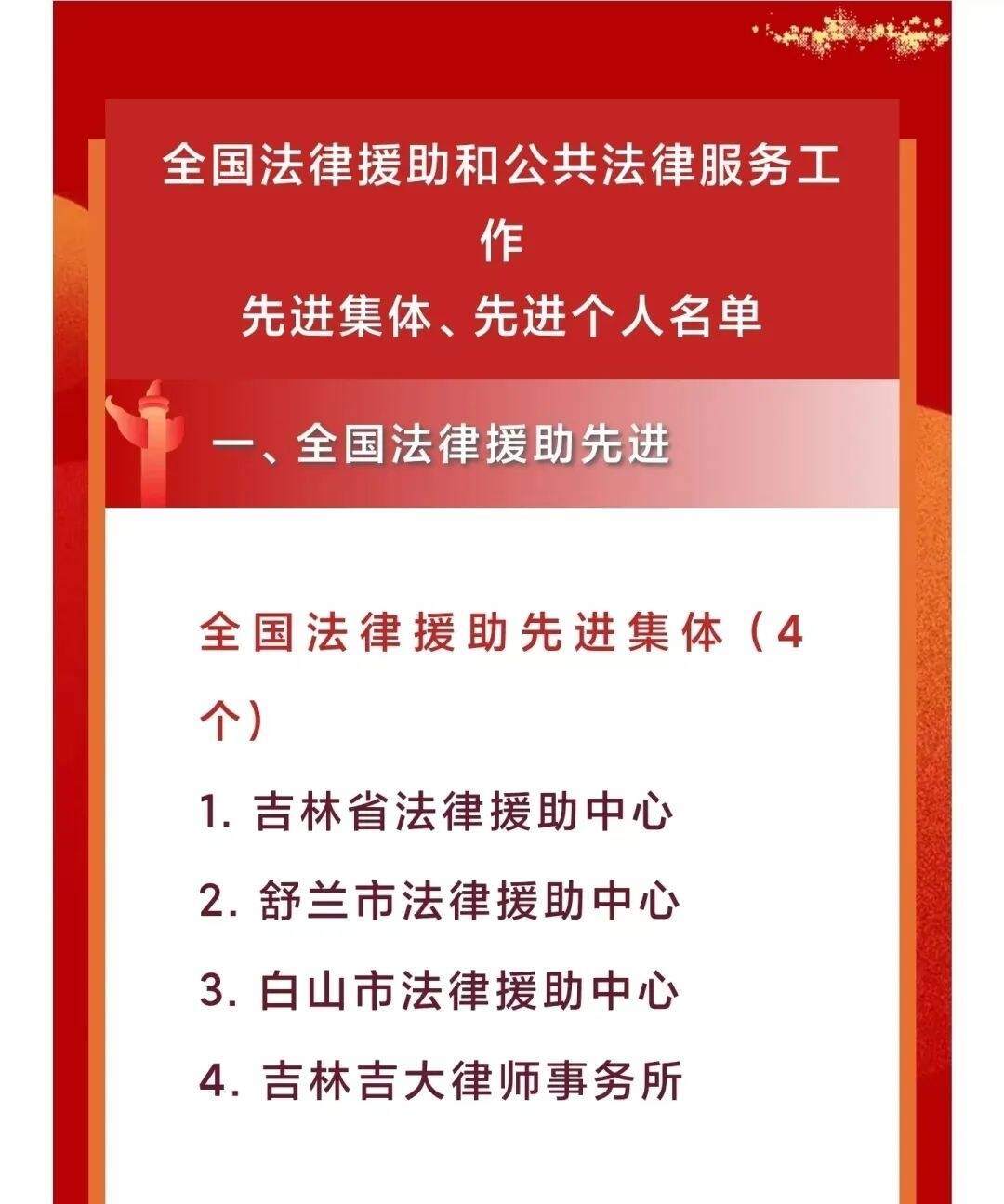 高扬法治之帆 践行法援为民——舒兰市法律中心荣获“全国法律援助工作先进集体”称号